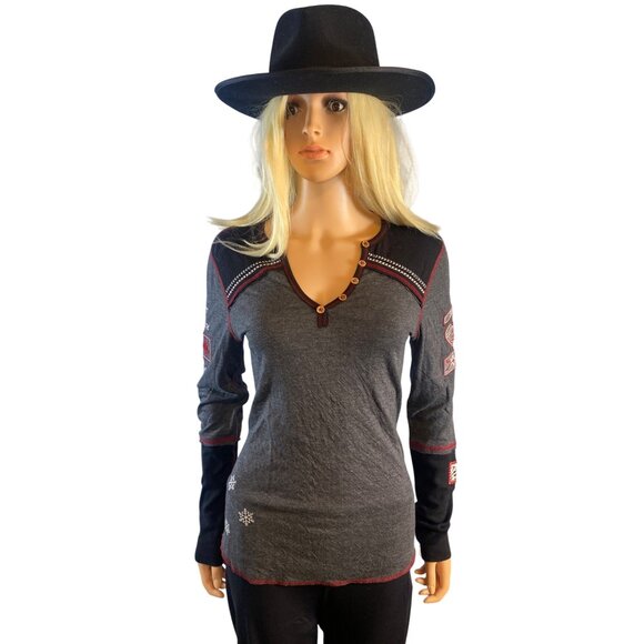 Alp-n-Rock Tops - Alp-n-Rock Custom Henley Stowe Vermont Heather/Black Small MSRP$198